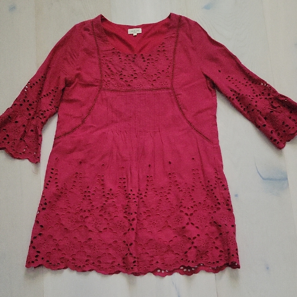 Red Eyelet Amini Dress